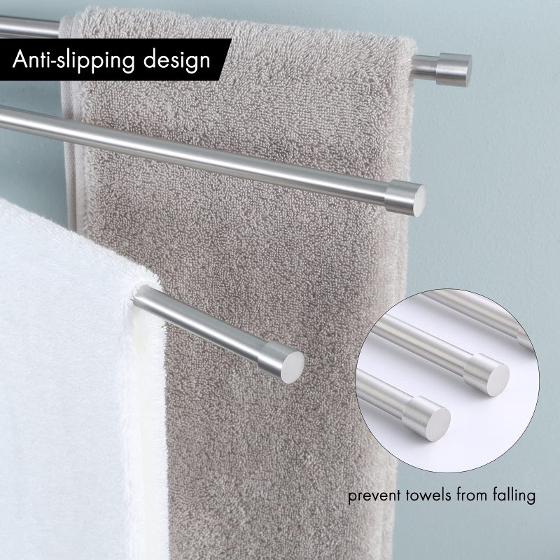 KES Swing Out Towel Bar, 6-Bar Folding Arm Swivel Hanger Bathroom Storage Organizer Wall Mount Rustproof 13 Inch SUS 304 Stainless Steel Brushed Finish, A2102S6-2 - Image 4